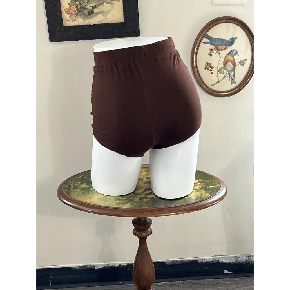 Handmade Brown Knit Button Front Lounge Boxer Sleep Shorts Size XS-S